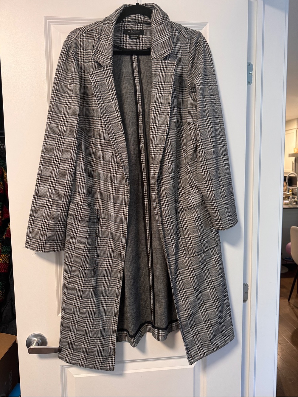Classic Plaid Indoor Long Coat - Gray/Black